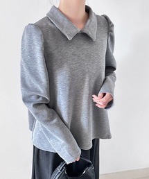 ワイドカラーパフショルダートップス