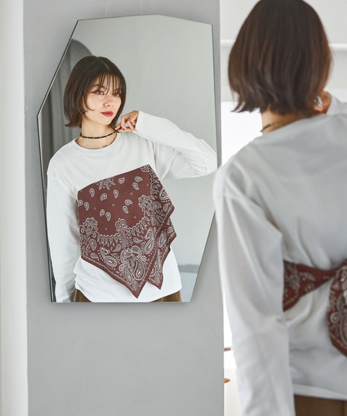 niko and...(ニコアンド)の「バンダナドッキングプルオーバー(Tシャツ/カットソー・レディース・オフホワイト/グレー/チャコール・FREE)」の2枚目の写真