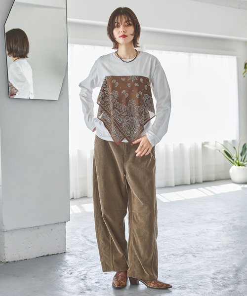 niko and...(ニコアンド)の「バンダナドッキングプルオーバー(Tシャツ/カットソー・レディース・オフホワイト/グレー/チャコール・FREE)」の5枚目の写真