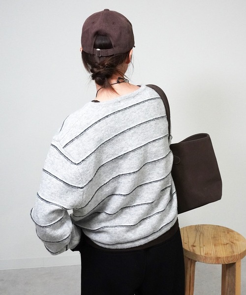 gossara（ゴサラ）の「ドロストボーダーCD（カーディガン/ボレロ・レディース・アイボリー/グレー/ネイビー・FREE）」の13枚目の写真