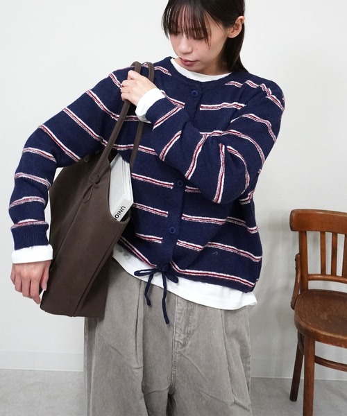 gossara（ゴサラ）の「ドロストボーダーCD（カーディガン/ボレロ・レディース・アイボリー/グレー/ネイビー・FREE）」の17枚目の写真