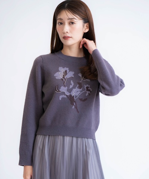 NOELA(ノエラ)の「ビーズジャガードニット(ニット/セーター・レディース・チャコールグレー/オフホワイト・フリー)」の9枚目の写真