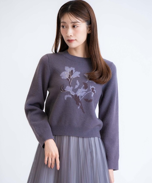 NOELA(ノエラ)の「ビーズジャガードニット(ニット/セーター・レディース・チャコールグレー/オフホワイト・フリー)」の11枚目の写真