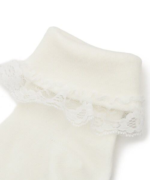 SHOO・LA・RUE（シューラルー）の「【セレモニー】折り返しレースクルー丈ソックス（ソックス/靴下・キッズ・アイボリー/ブラック・79/75）」の4枚目の写真