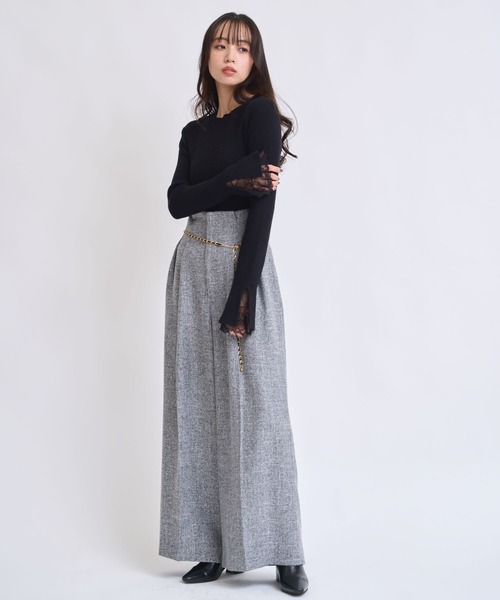NOELA(ノエラ)の「レーススリーブリブニット(ニット/セーター・レディース・ブラック/オフホワイト/モカ・フリー)」の14枚目の写真