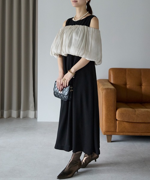PREFERIR(プレフェリール)の「スヌード付き後ろリボンワンピース(S,M,L,XL)2点セット(ワンピース・レディース・グレー/ブラック・SMALL/MEDIUM/LARGE/X-LARGE)」の13枚目の写真