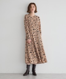 フラワー柄プリーツMIXワンピース