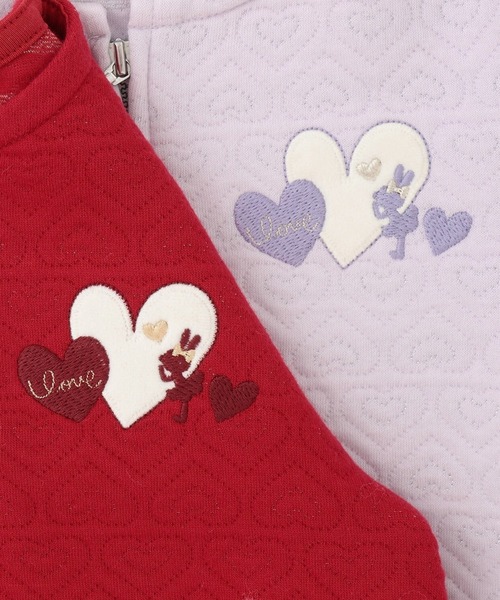 KP（ケーピー）の「ハートラメジャカード ジップアップカーデ（カーディガン/ボレロ・キッズ・ラベンダー/レッド・90cm/100cm/120cm/130cm/140cm/150cm/160cm/110cm）」の4枚目の写真