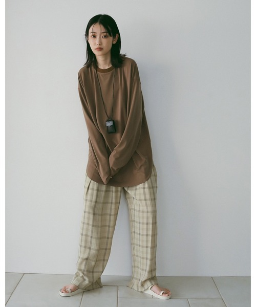 anuke（アンヌーク）の「Check Daubletuck Pants（その他パンツ・レディース・ブルー/クリーム・36inch/38inch）」の3枚目の写真