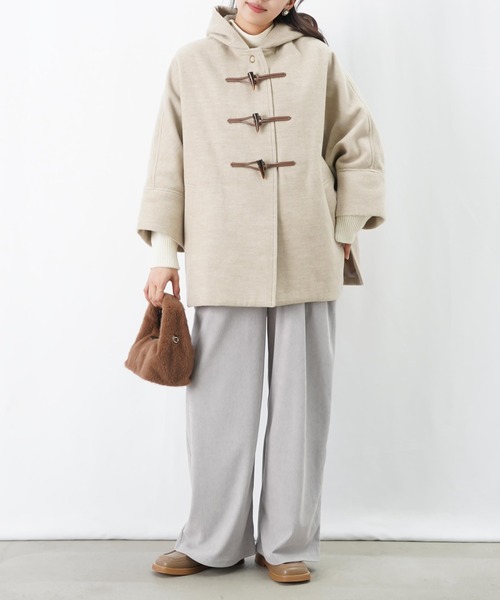 LUCA/LADY LUCK LUCA（ルカ/レディラックルカ）の「LC/LLL ポンチョダッフルコート（ダッフルコート・レディース・ベージュ/ブラック・FREE）」の14枚目の写真