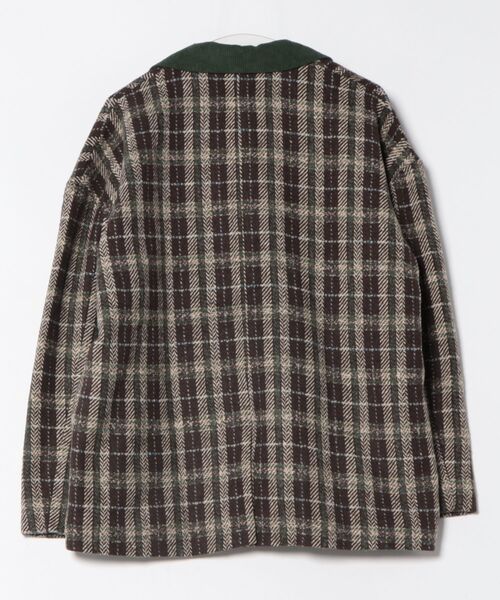 HOOK -original- チェック柄ビッグポケ異素材襟テーラードジャケット