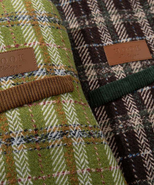 セール】HOOK -original- チェック柄ビッグポケ異素材襟テーラード