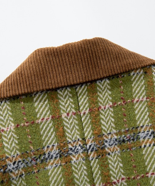 セール】HOOK -original- チェック柄ビッグポケ異素材襟テーラード