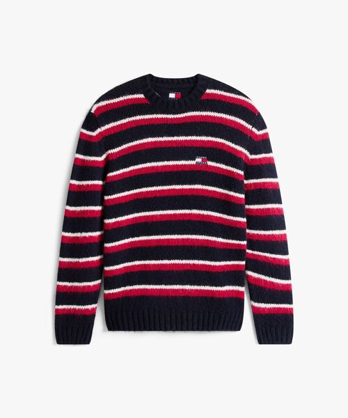 tommy jeans（トミー ジーンズ）の「レギュラーブラッシュドボーダーバッジセーター（ニット/セーター・メンズ・ローズ・LARGE/MEDIUM/X-LARGE/SMALL）」の5枚目の写真