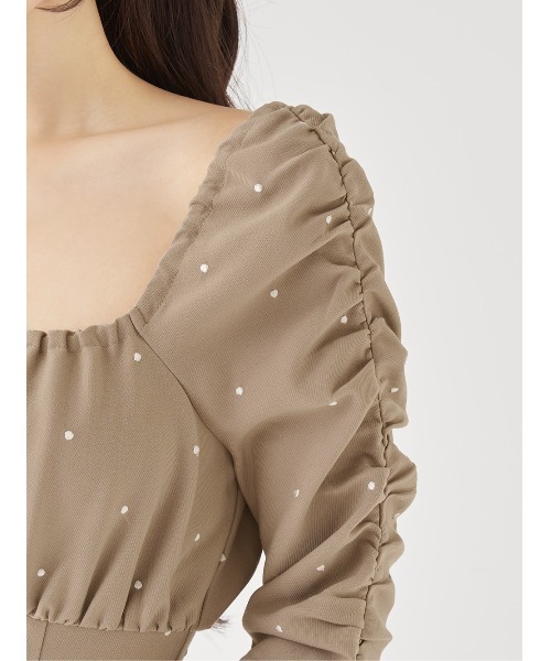 スクエアネックギャザーミニワンピース（ワンピース）｜Darich