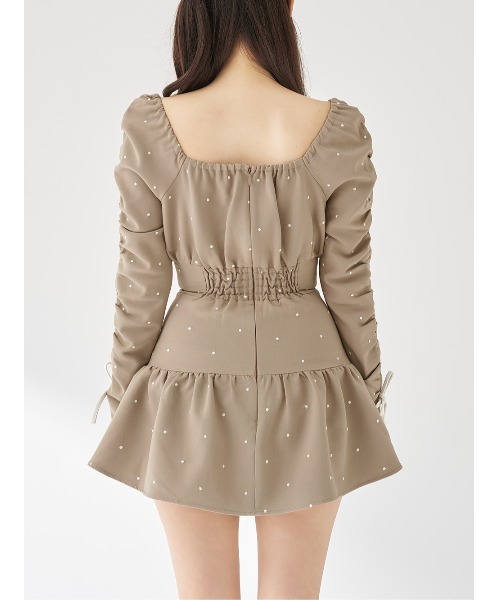 スクエアネックギャザーミニワンピース（ワンピース）｜Darich