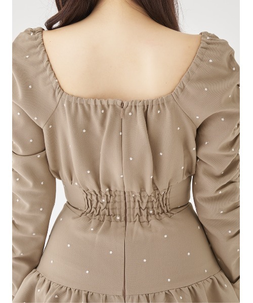 スクエアネックギャザーミニワンピース（ワンピース）｜Darich