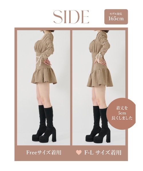 スクエアネックギャザーミニワンピース（ワンピース）｜Darich