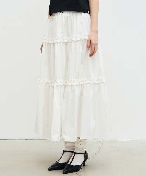 NICK&NICOLE(ニックアンドニコール)の「FRILL TIERED LONG SKIRT_IVORY(スカート・レディース・その他・FREE)」の3枚目の写真