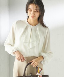 〈手洗い可能〉フロント タイ メロー 長袖 ブラウス