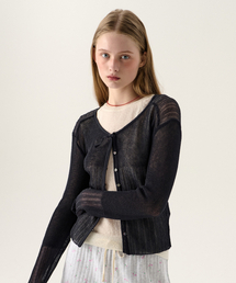 SHEER RIB CARDIGAN CHARCOAL