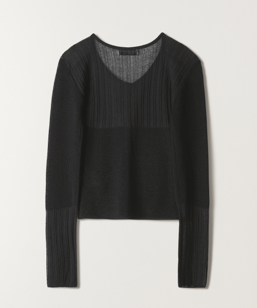 TTUDEMENT(トュードメント)の「SHEER RIB CARDIGAN CHARCOAL(カーディガン/ボレロ・レディース・その他・FREE)」の4枚目の写真