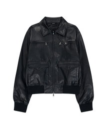 Western Collar Leather Jacket (Black)