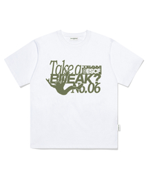 06 ブレイクプリントオーバーサイズ半袖Tシャツ ホワイト