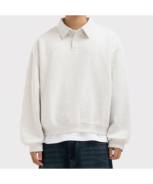 UNDEROFF(アンダーオフ)の「デイリー ボタンカラー スウェット ホワイトメランジ(スウェット・メンズ・ライトグレー・MEDIUM/LARGE/X-LARGE)」の1枚目の写真