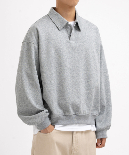 UNDEROFF(アンダーオフ)の「デイリー ボタンカラー スウェット ホワイトメランジ(スウェット・メンズ・ライトグレー・MEDIUM/LARGE/X-LARGE)」の3枚目の写真