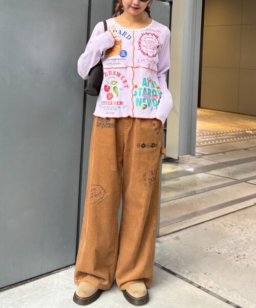 HELLO.SANFRANCISCO（ハローサンフランシスコ）の「★【HELLO.SANFRANCISCO/ハローサンフランシスコ】パッチワークプリントトップス（Tシャツ/カットソー・レディース・パープル/アイボリー/グレー・ONE SIZE）」の9枚目の写真