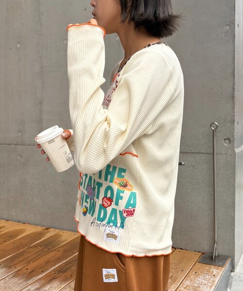 HELLO.SANFRANCISCO（ハローサンフランシスコ）の「★【HELLO.SANFRANCISCO/ハローサンフランシスコ】パッチワークプリントトップス（Tシャツ/カットソー・レディース・パープル/アイボリー/グレー・ONE SIZE）」の14枚目の写真