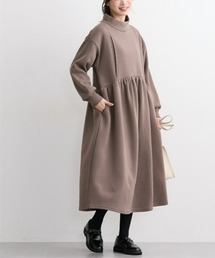 QUNTSTYLE（キュントスタイル）の「【マタニティウェア・授乳服】あったか裏起毛　ウエストギャザーモックネックワンピース（マタニティウェア/グッズ）」