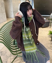 kutir | kutirlune/ボーダーアソートフリンジボリュームマフラー(マフラー)