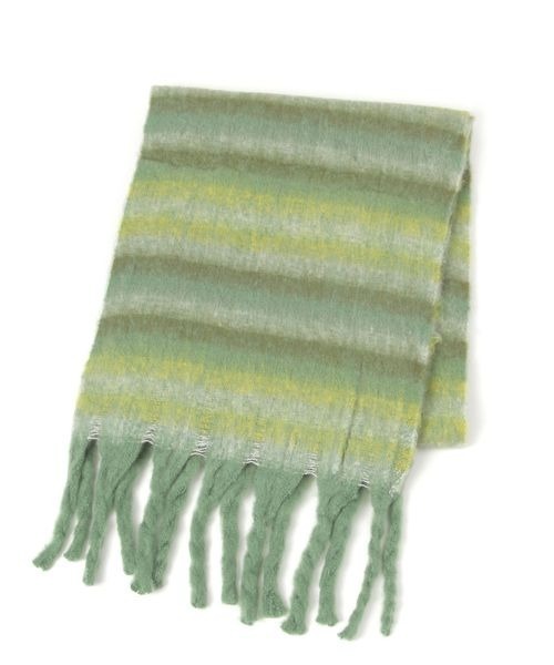 kutir（クティール）の「kutirlune／ボーダーアソートフリンジボリュームマフラー（マフラー・レディース・ブラウン/グリーン・FREE）」の7枚目の写真