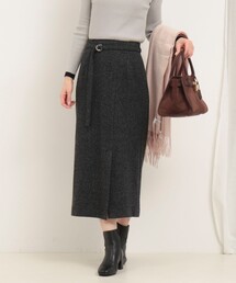 MICO COULIER | シルクネップヘリンボン柄ベルト付きスカート(スカート)