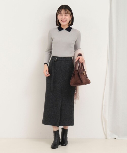 MICO COULIER（ミコクリエ）の「シルクネップヘリンボン柄ベルト付きスカート（スカート・レディース・ブラウン系その他/グレー系その他・36/38）」の20枚目の写真