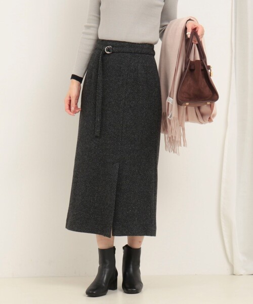 MICO COULIER（ミコクリエ）の「シルクネップヘリンボン柄ベルト付きスカート（スカート・レディース・ブラウン系その他/グレー系その他・36/38）」の19枚目の写真