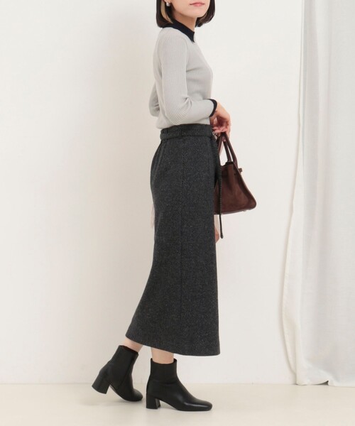 MICO COULIER（ミコクリエ）の「シルクネップヘリンボン柄ベルト付きスカート（スカート・レディース・ブラウン系その他/グレー系その他・36/38）」の18枚目の写真