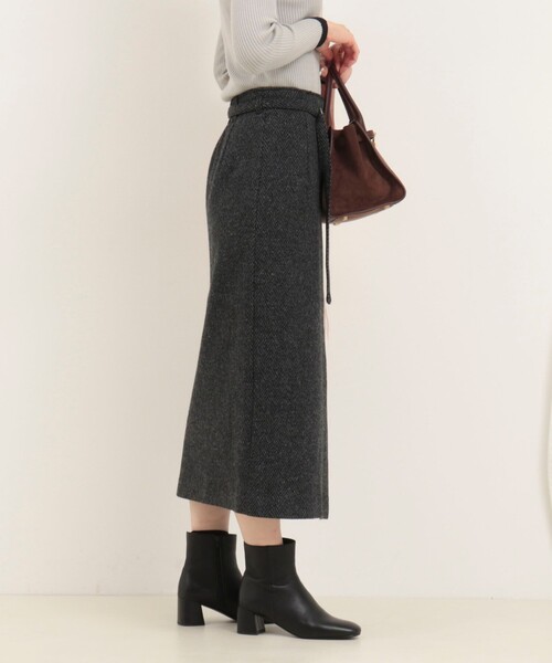 MICO COULIER（ミコクリエ）の「シルクネップヘリンボン柄ベルト付きスカート（スカート・レディース・ブラウン系その他/グレー系その他・36/38）」の17枚目の写真