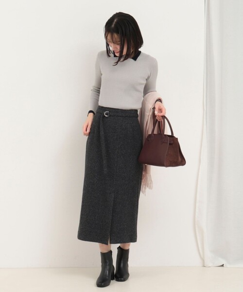 MICO COULIER（ミコクリエ）の「シルクネップヘリンボン柄ベルト付きスカート（スカート・レディース・ブラウン系その他/グレー系その他・36/38）」の14枚目の写真