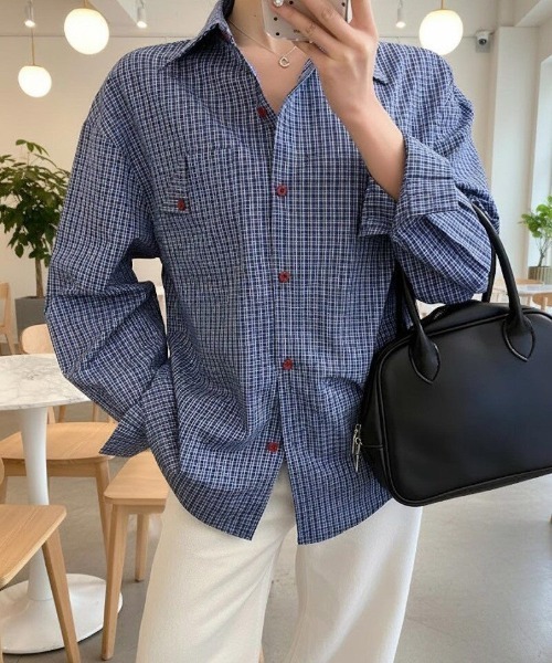 cammie(キャミー)の「タータンチェックシャツ(シャツ/ブラウス・レディース・ブルー・L/M/S)」の1枚目の写真