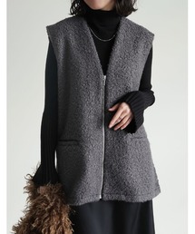 Re:EDIT | フェイクボアファスナー付きベスト(ベスト)