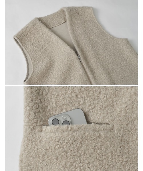 Re:EDIT(リエディ)の「フェイクボアファスナー付きベスト(ベスト・レディース・グレー/グレイッシュベージュ/ブラウン・MEDIUM/LARGE)」の16枚目の写真