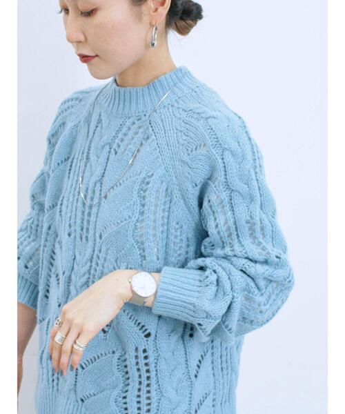セール】透かしケーブルニットプルオーバー（ニット/セーター