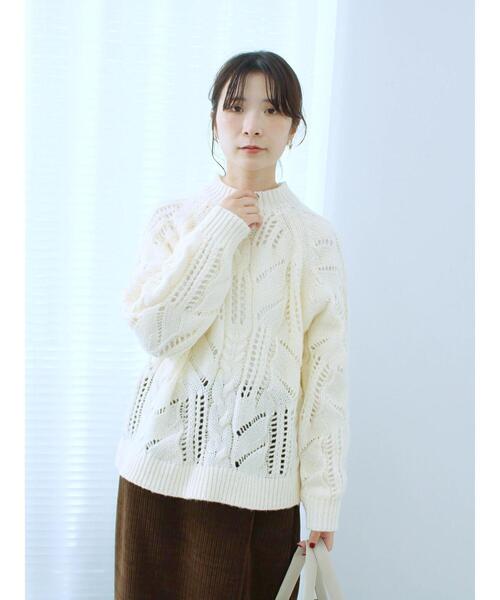 セール】透かしケーブルニットプルオーバー（ニット/セーター