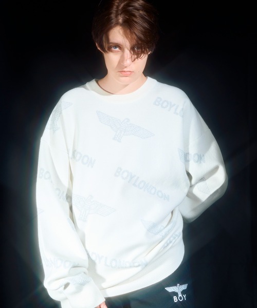 【BOY LONDON】Silver LOGO Jacquard Knit Pullover