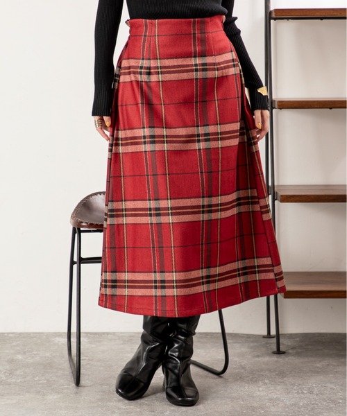 MILLION CARATS(ミリオンカラッツ)の「【起毛×チェックで冬気分満点】品よく華やぐ大人のストレッチスカート! 柔らかな起毛素材があたたかみを添え、脚長に見えるすっきりシルエット。後ろゴム仕様で快適なはき心地、きちんと感と女性らしさを両立した万能アイテム。(スカート・レディース・ピンク/ブラウン/グレー・FREE)」の10枚目の写真