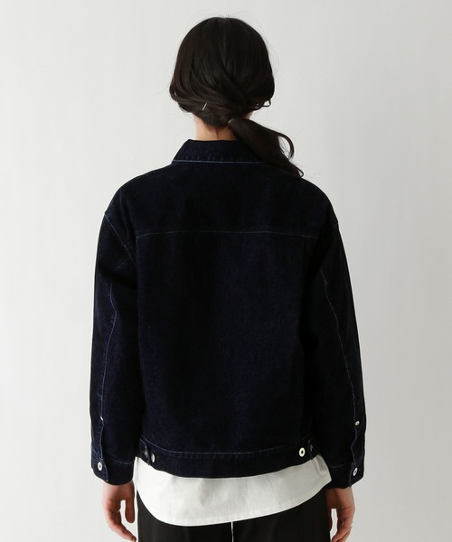 RAGEBLUE(レイジブルー)の「フロッキーデニムBIGブルゾン/セットアップ対応(デニムジャケット・レディース・ネイビー/ブラウン・FREE)」の12枚目の写真