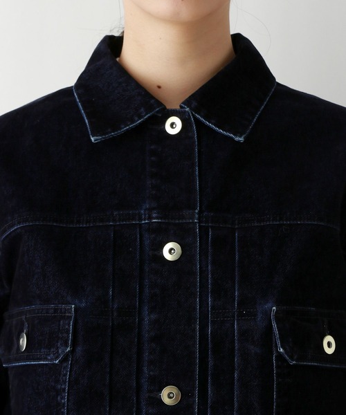 RAGEBLUE(レイジブルー)の「フロッキーデニムBIGブルゾン/セットアップ対応(デニムジャケット・レディース・ネイビー/ブラウン・FREE)」の13枚目の写真